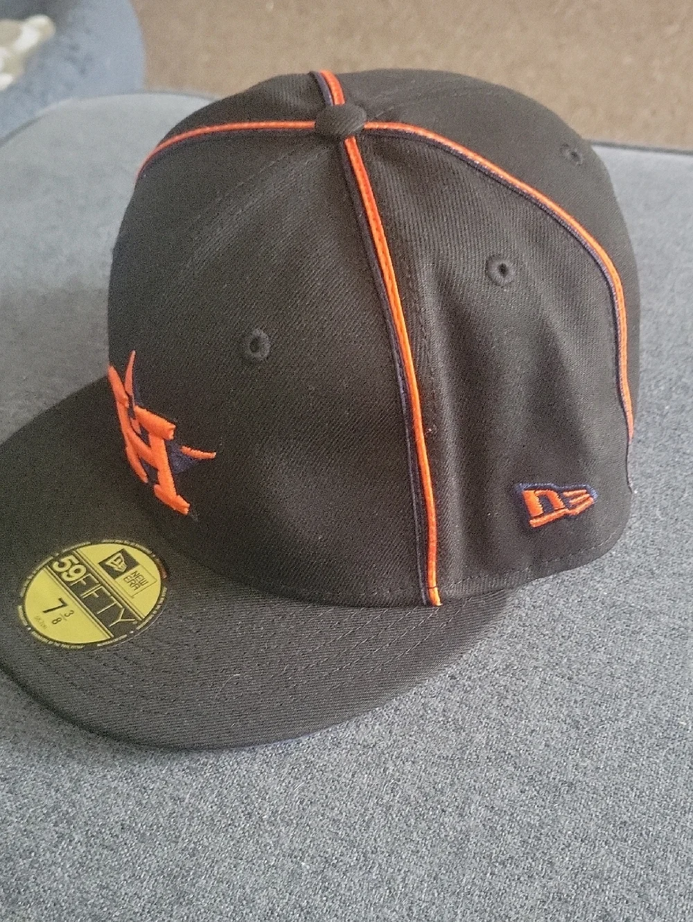 New Era Houston Astros Black and Orange Fitted Baseball Cap
